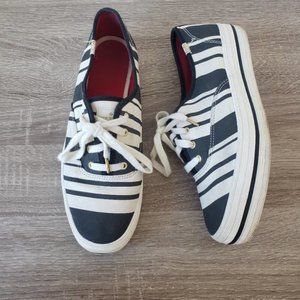 Kate spade platform stripe sneakers black and white